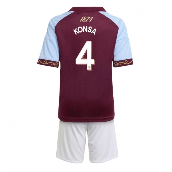 Billige Fotballdrakt Aston Villa Ezri Konsa #4 Replika Hjemmedraktsett Barn 2025-26 Kortermet (med bukser)